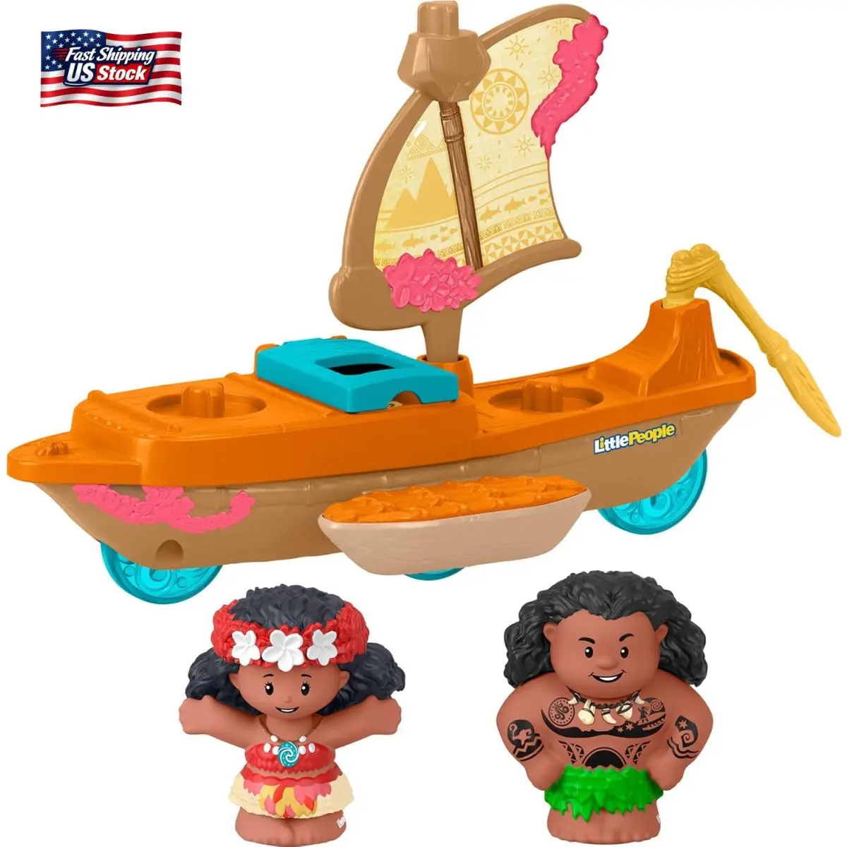 Fisher-price Little People Toddler Toy Disney Princess Moana Maui’s Canoe Sail