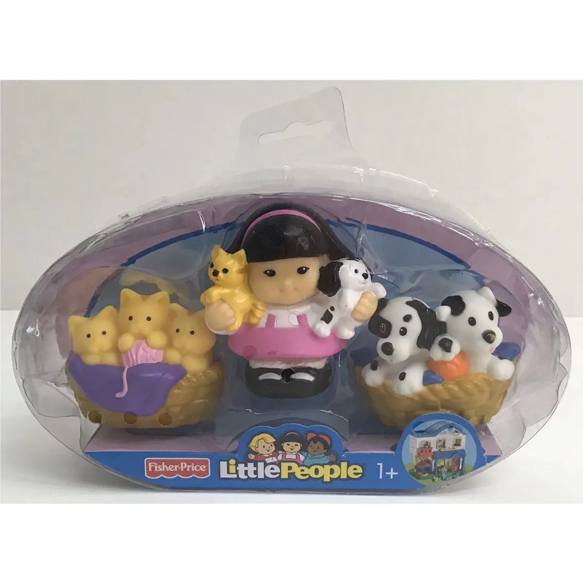 Fisher-price Little People Figure Sonya Lee Babysitter w/ Cats Dogs