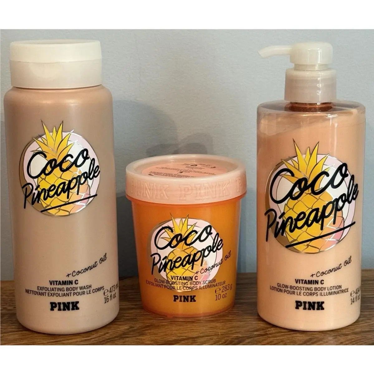 Victoria`s Secret Pink Coco Pineapple Body Wash Lotion Scrub