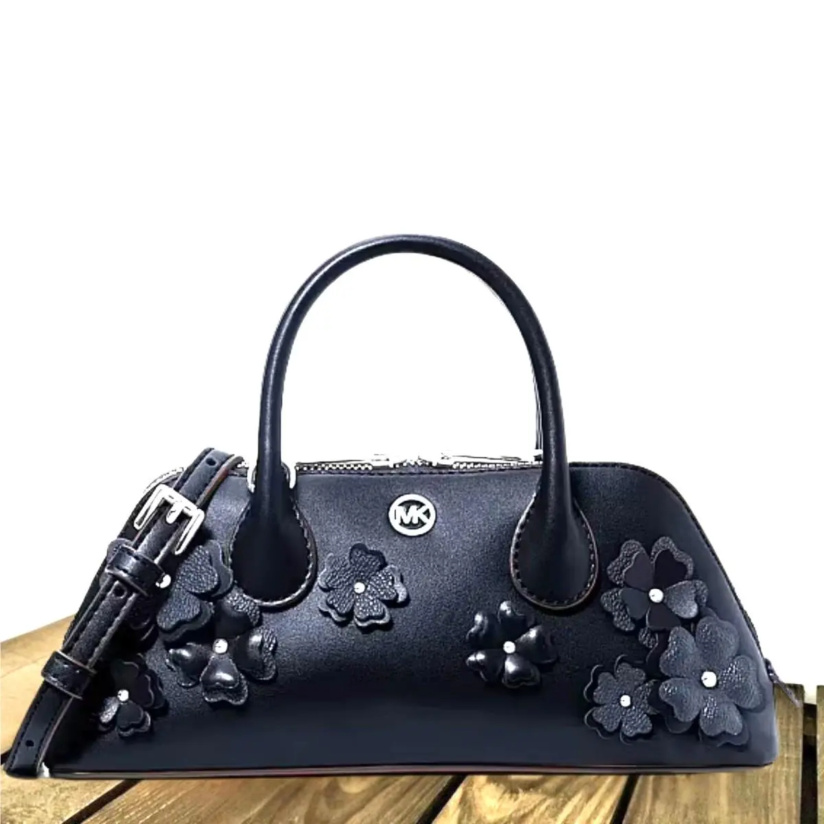 Petra Women Small Logo Floral Embellished Crossbody Bag Handbag MK NAVY by Michael Kors