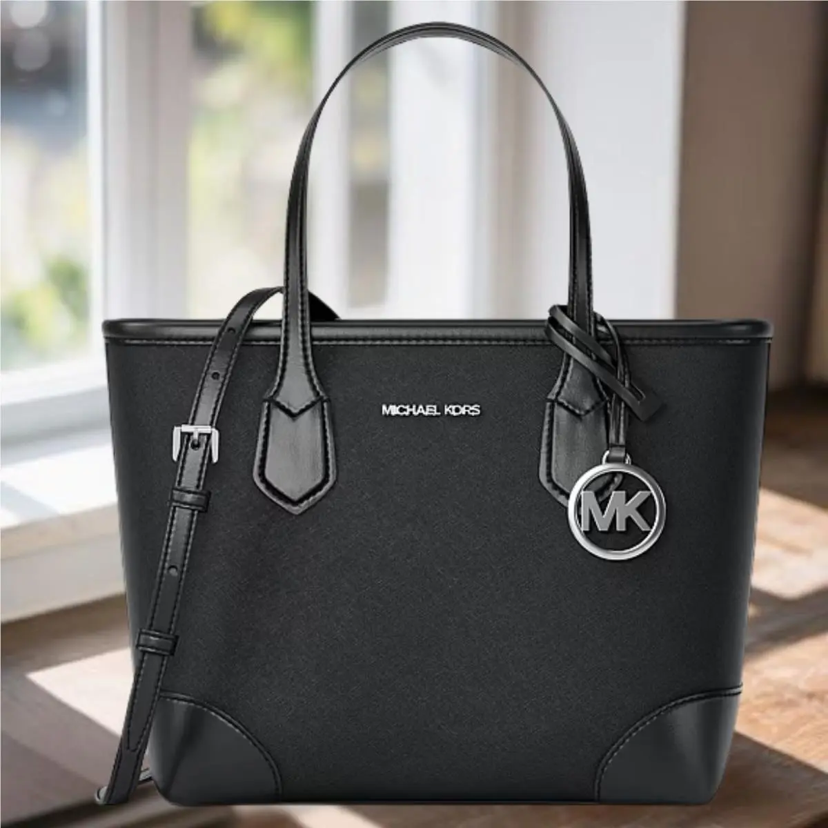Eva Women Extra-small Leather Convertible Tote Handbag Purse Bag BLACK by Michael Kors