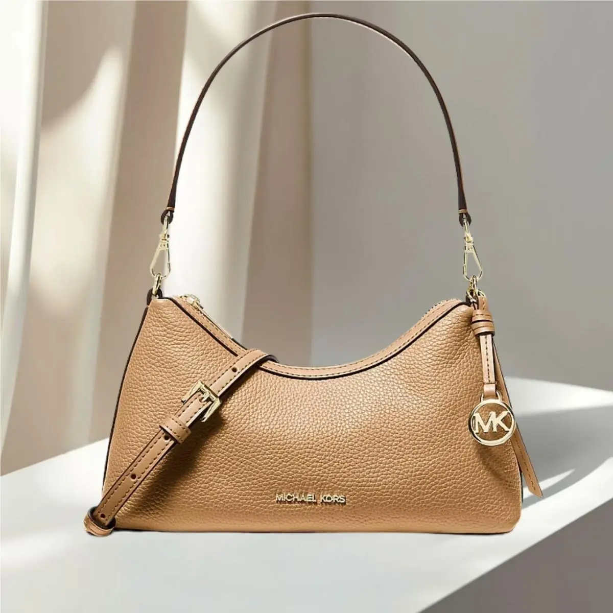 Sammy Women Small Leather Convertible Crossbody Purse Bag Variation CAMEL by Michael Kors