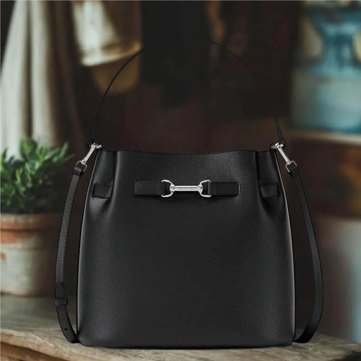 Michael Kors Carson Medium Leather Convertible Bucket Crossbody Bag Variation