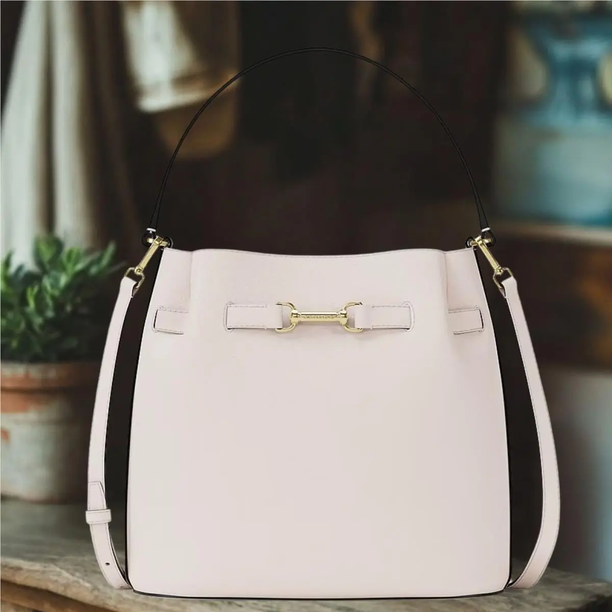 Carson Medium Leather Convertible Bucket Crossbody Bag Variation LIGHT CREAM by Michael Kors