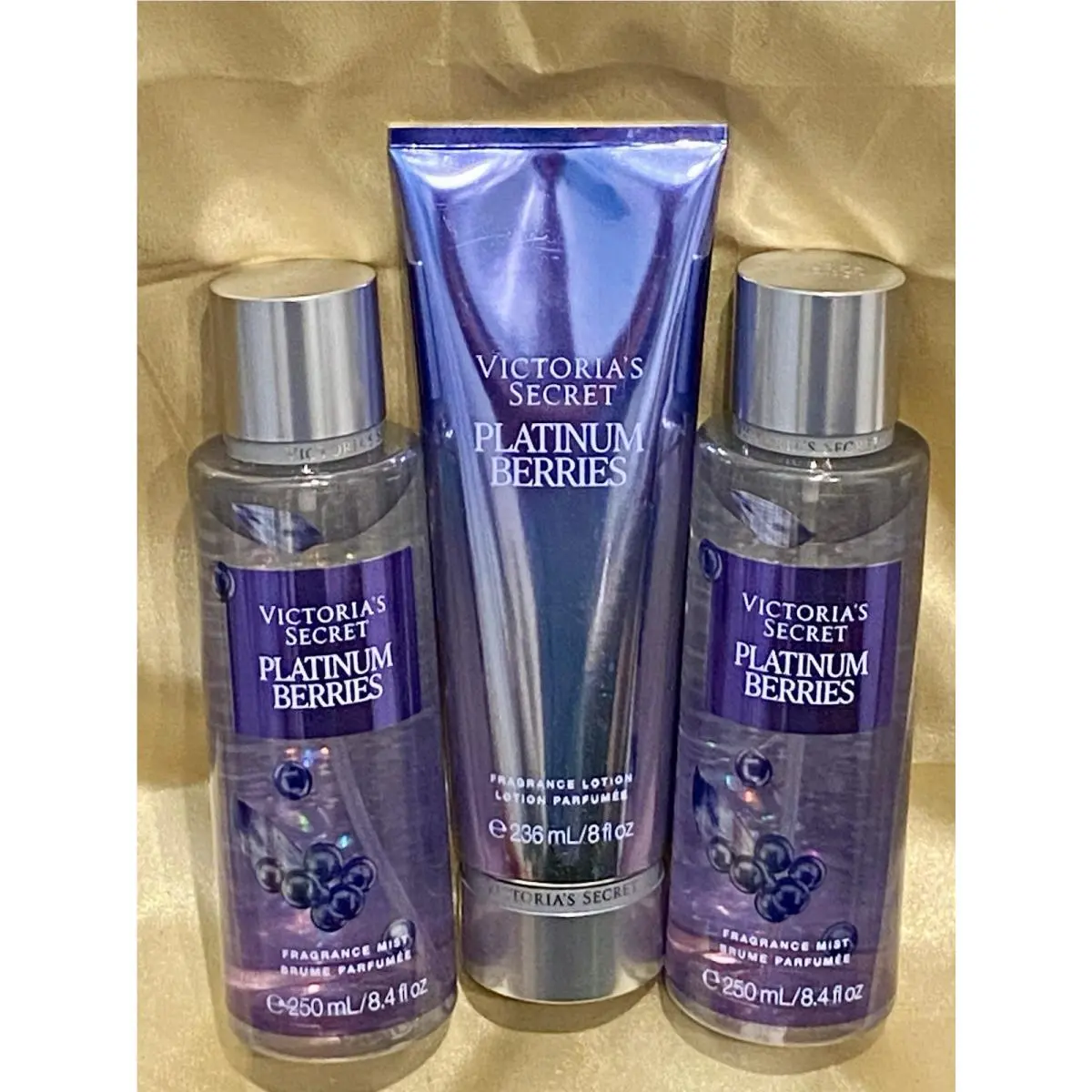 Victoria`s Secret Platnium Berries 2 Body Mist 1 Lotion Full Size Rare