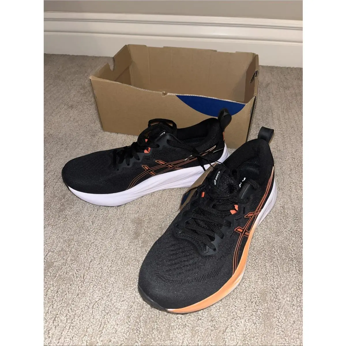 Men’s Asics Gel Pulse 16 Comfort Shoes Black/nova Orange Size 8