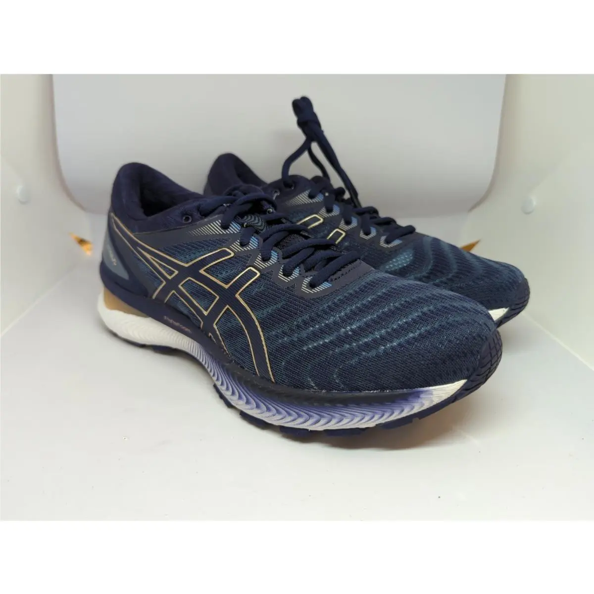 Asics Gel Nimbus 22 Womens Grey Floss Peacoat Sz 10 1012A587-401