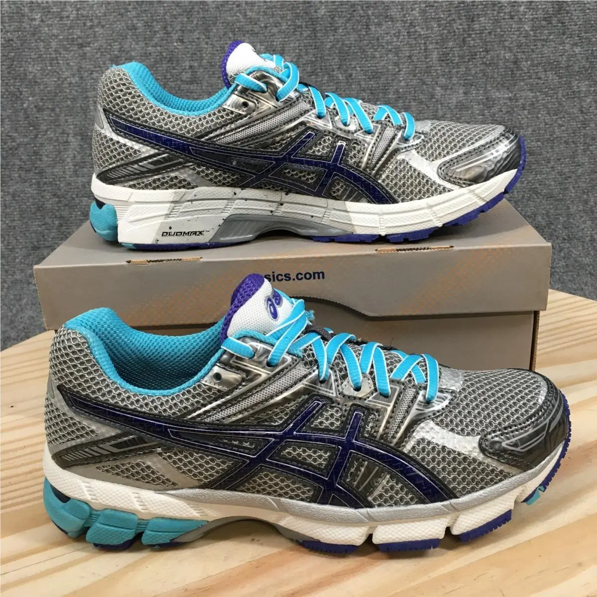 Asics Sneakers Womens 8 GT 1000 2A Duomax Leather Running Shoes Gray Blue