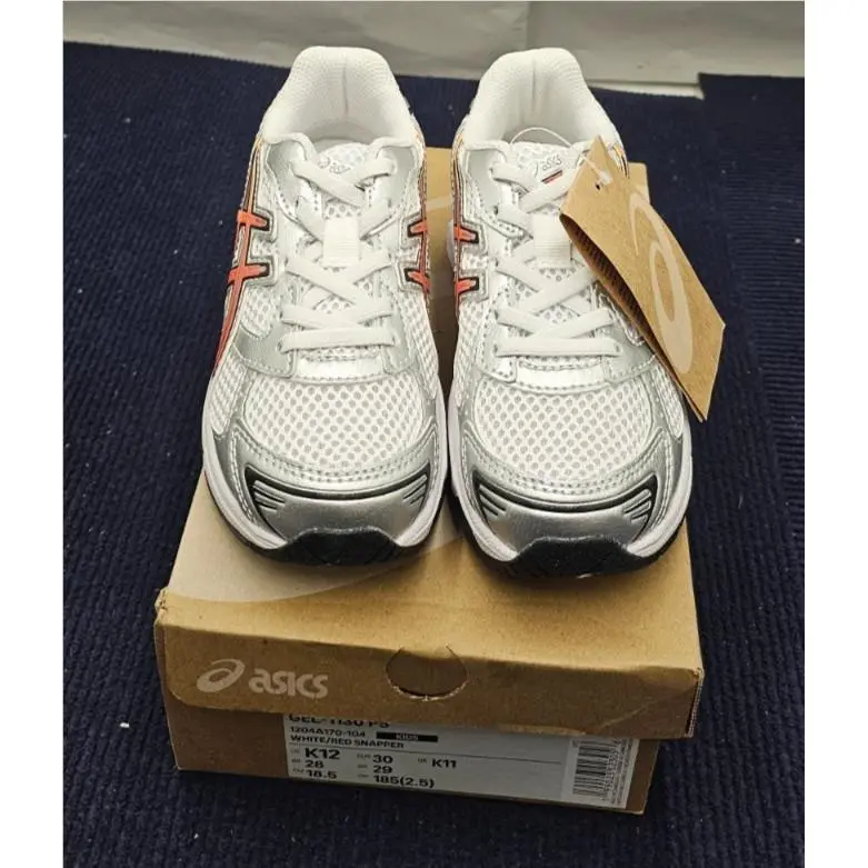 Asics GEL-1130 White/red Snapper Kids Running Shoes Size US K12 1204A170-104