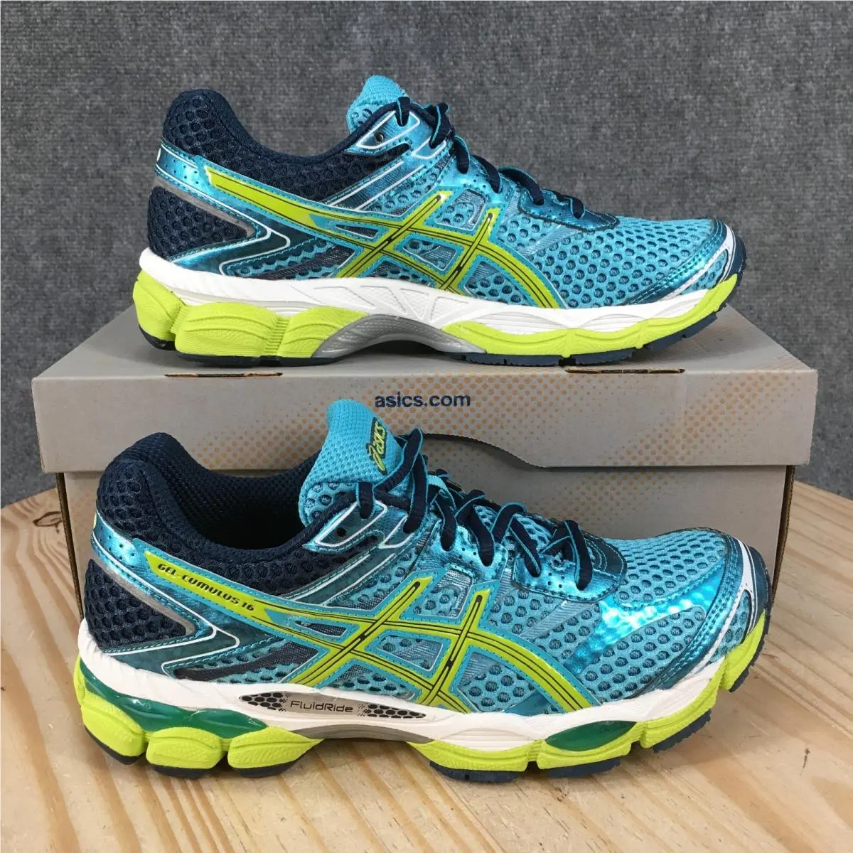 Asics Gel Cumulus 16 Shoes Womens US7.5 AA Running Sneakers T492N Blue Green