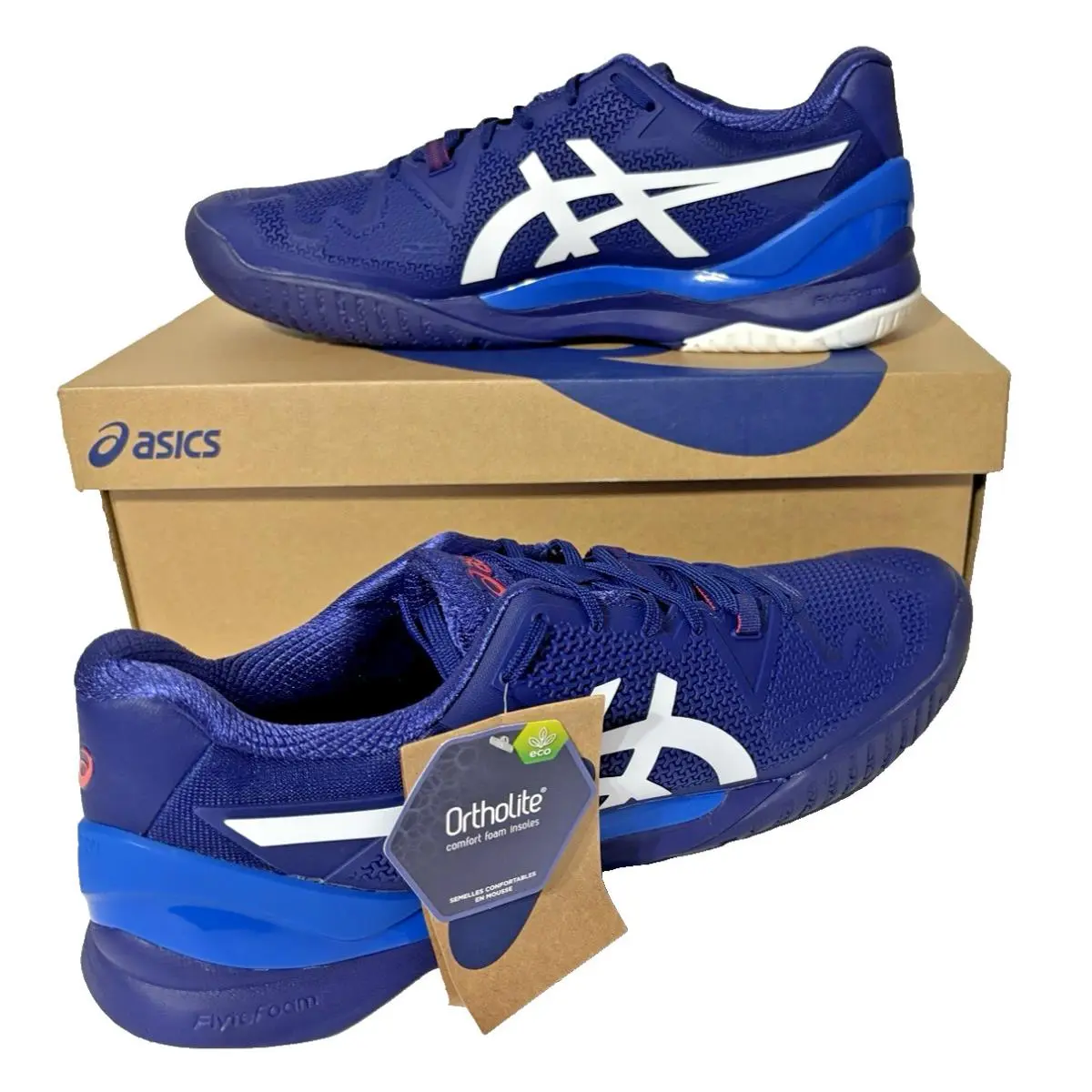 Asics Gel-resolution 8 Men`s s Dive Blue/white Athletic Sneakers - Size 12