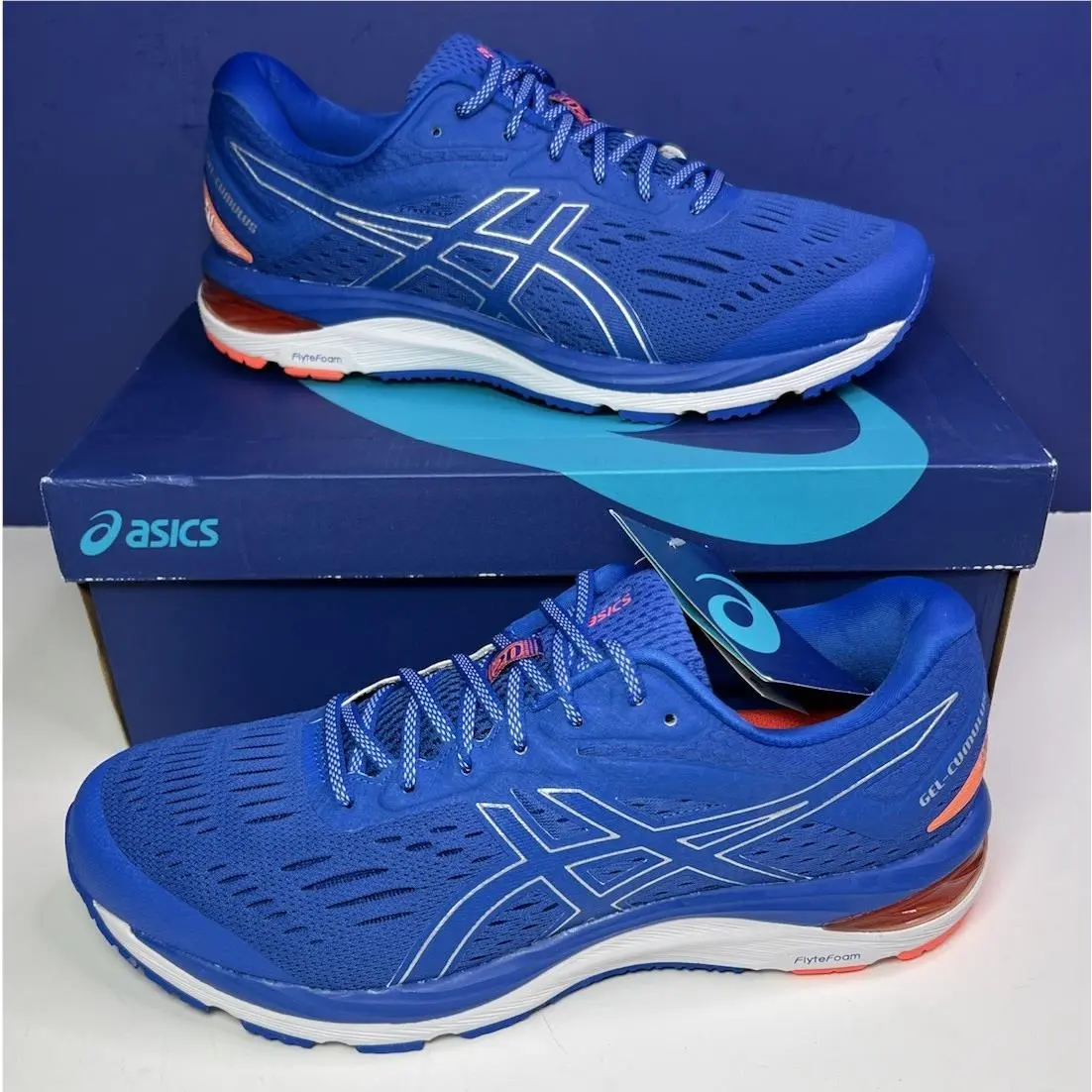 Asics Gel Cumulus 20 Running Shoes Mens 12 Wide 2E Imperial Blue Silver 1011A014