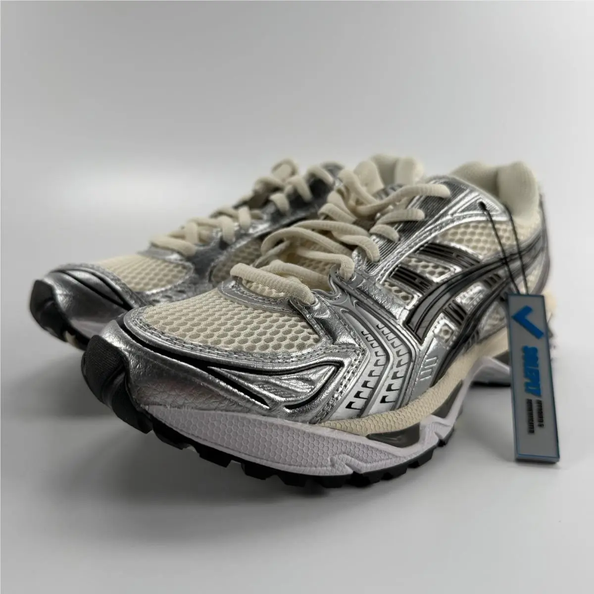 Asics Gel Kayano 14 Silver Cream Black Mens 4 Womens 5.5 1201A019-108