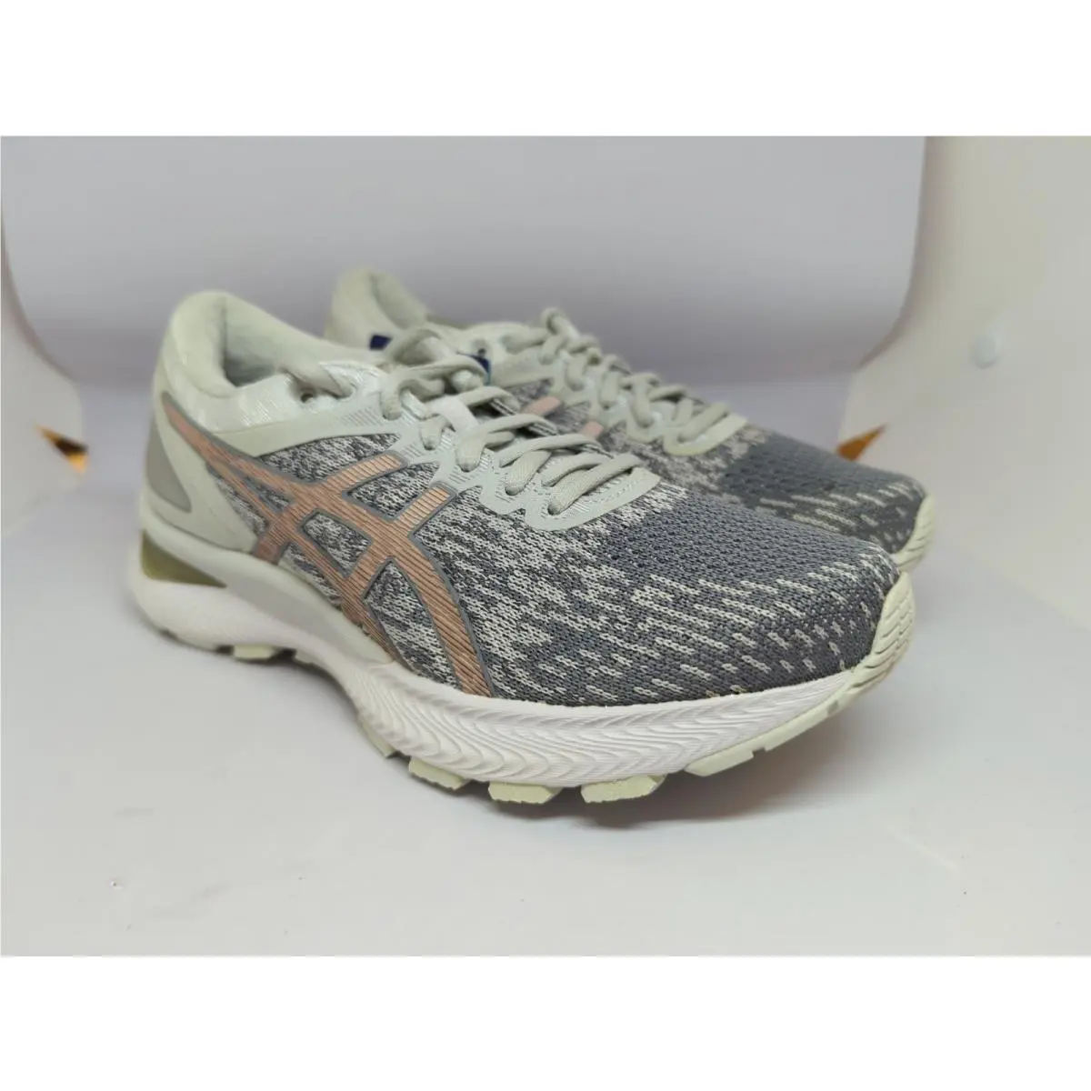 Asics Gel Nimbus 22 Knit Womens Sheet Rock Rose Gold Sz 6.5 1012A678-021