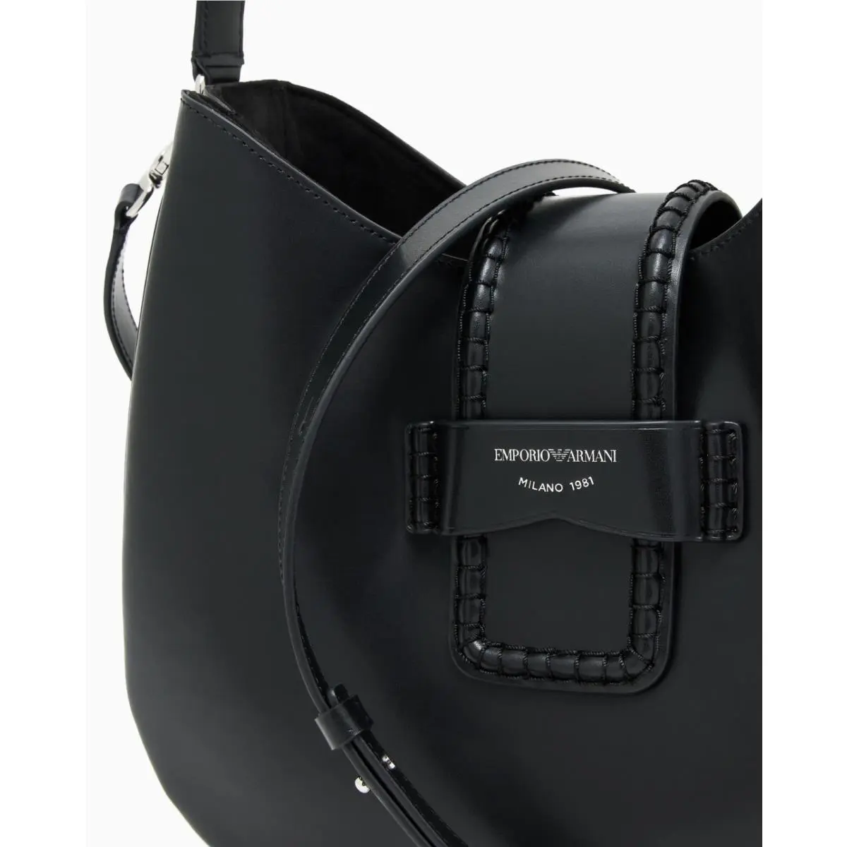 Armani Emporio Leather Medium Hobo Shoulder Bag with Buckle