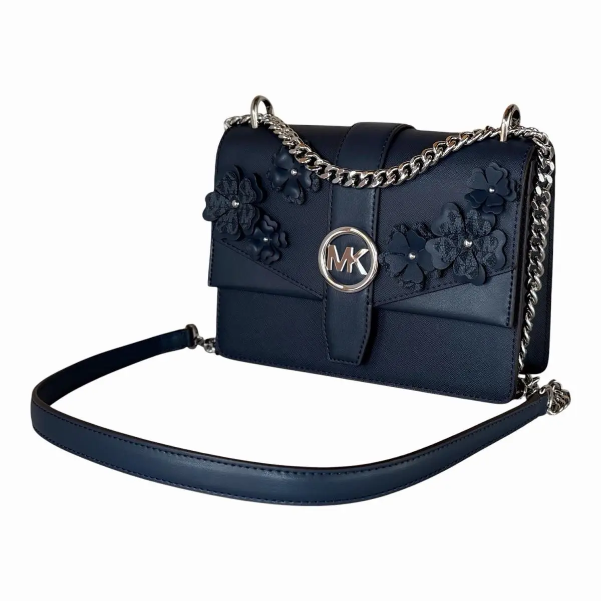 Michael Kors Greenwich Small Convertible Shoulder Flap Crossbody Bag Dark Navy