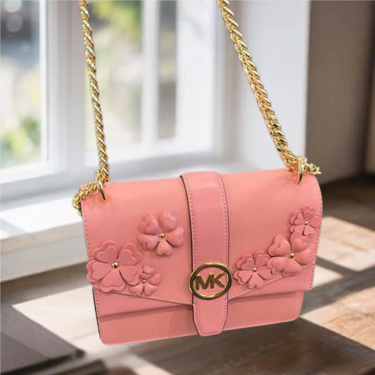 Michael Kors Greenwich Lady Small Handbag Purse Shoulder Crossbody Bag Carnation