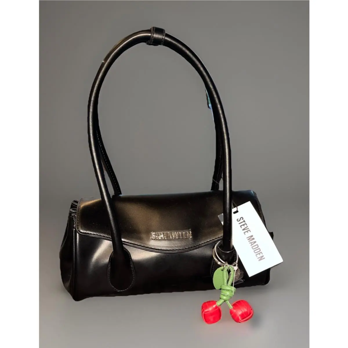Steve Madden Payne Black Barrel Shoulder Bag
