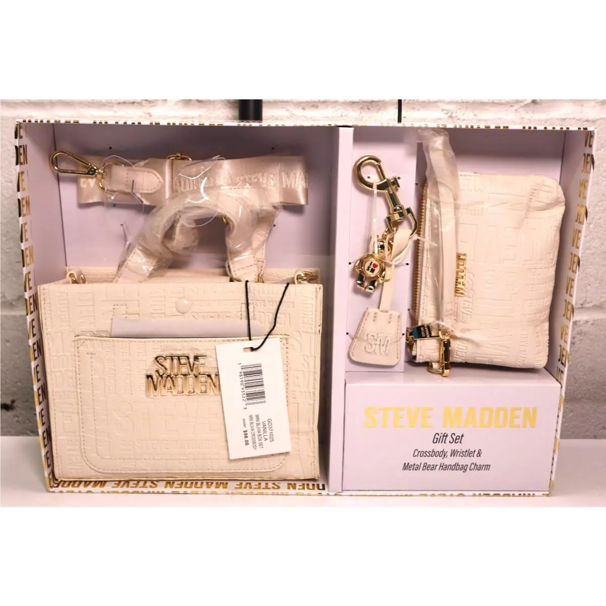 Steve Madden Gift Set / Crossbody Bag Wristlet Metal Bear Handbag Charm
