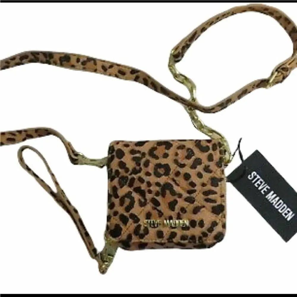 Steve Madden Bgreene Women`s Brown Leopard Crossbody Bag H 4” W 5” D 1.5”