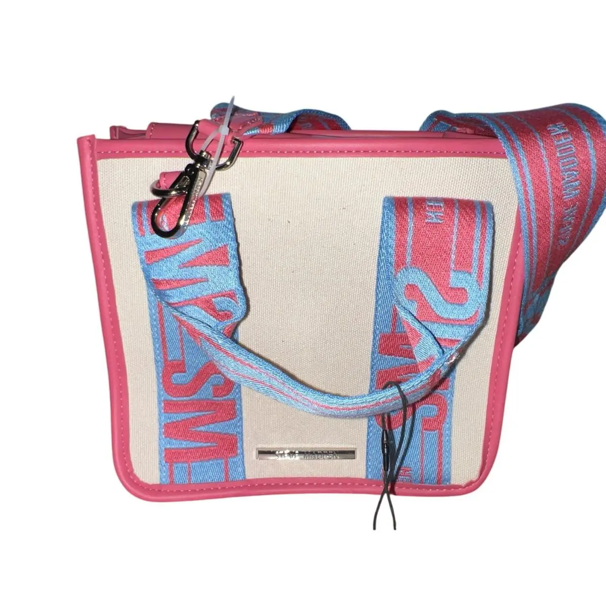 Steve Madden Bwebber Satchel Crossbody Bag Airpods Case Blue Pink Multicolor