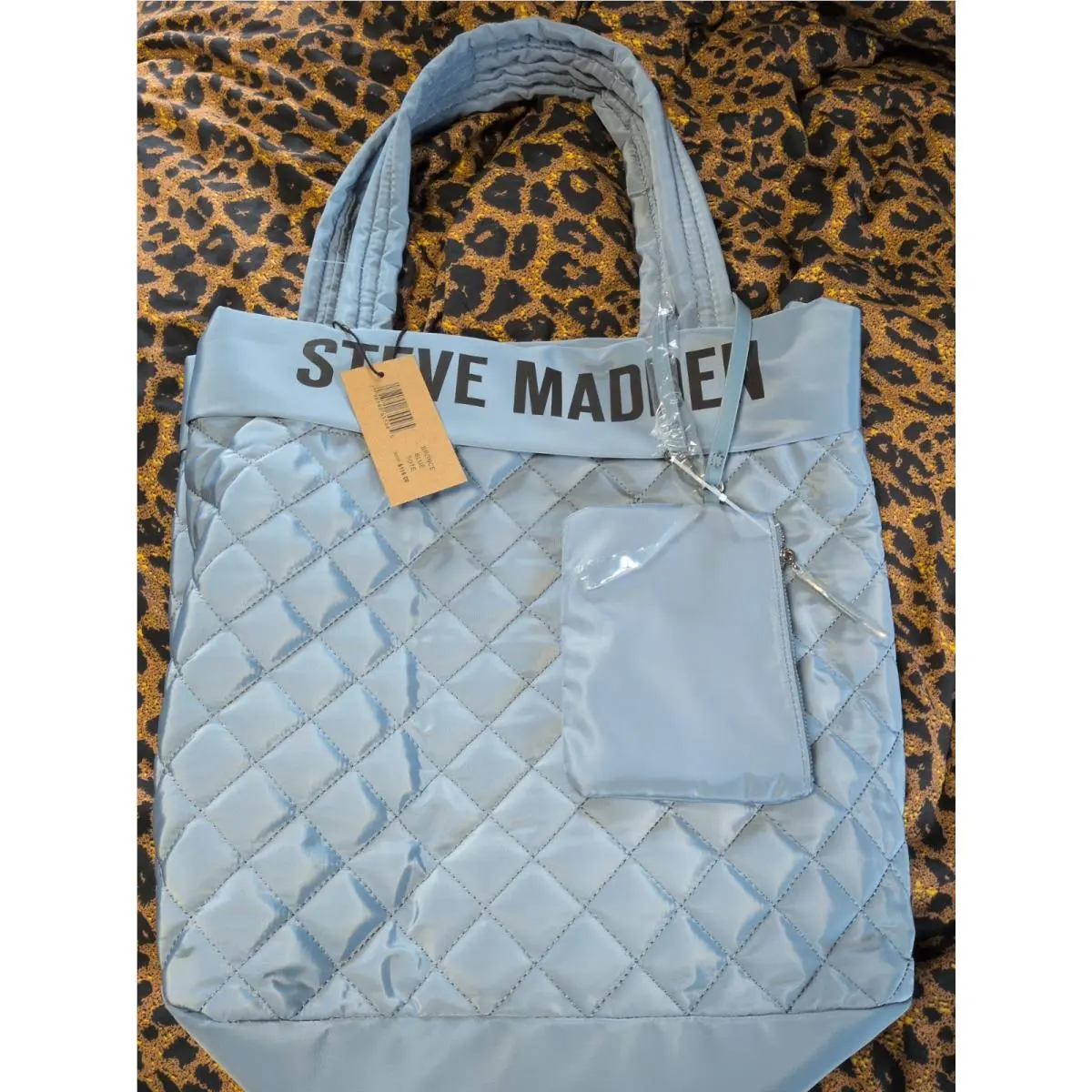 Steve Madden Quilted Bponce Blue Tote