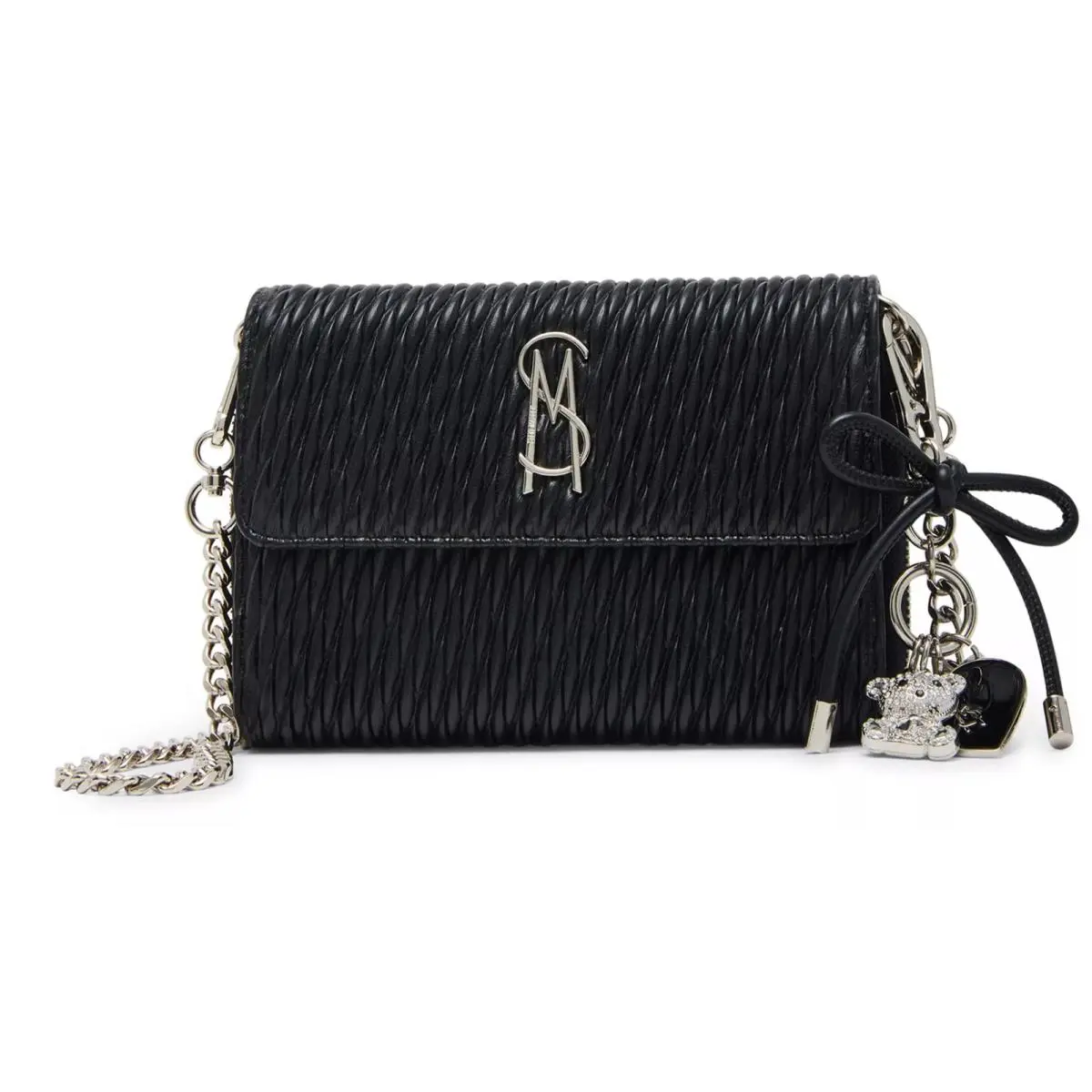Steve Madden Black Quilted Crossbody Bag ed Charm