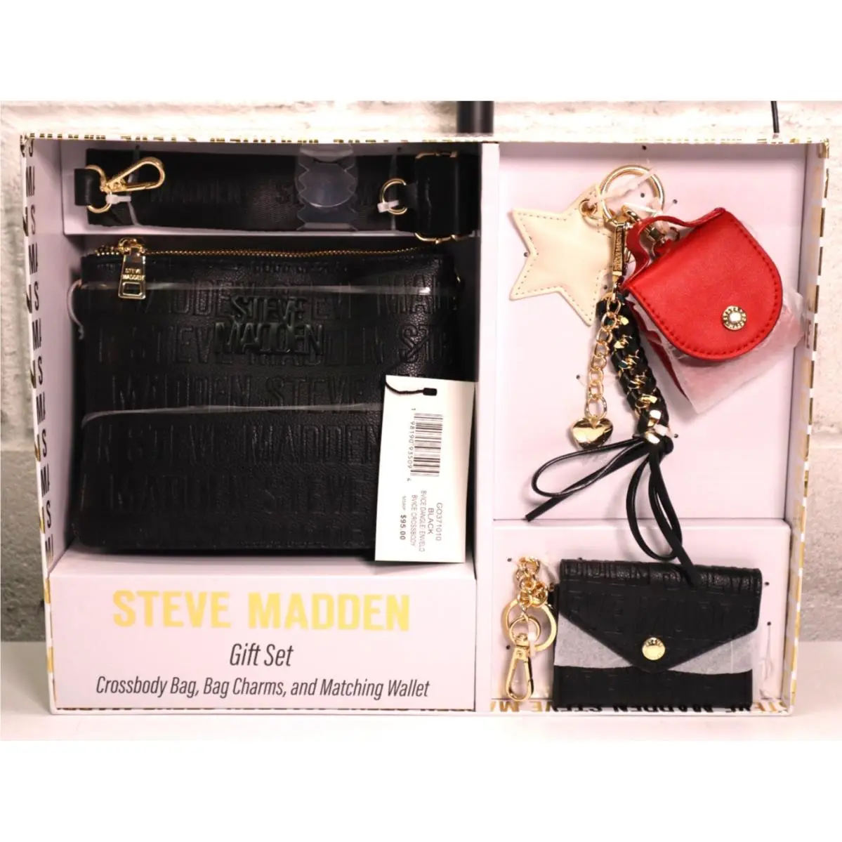 Steve Madden Gift Set / Crossbody Bag Bag Charms Matching Wallet Black