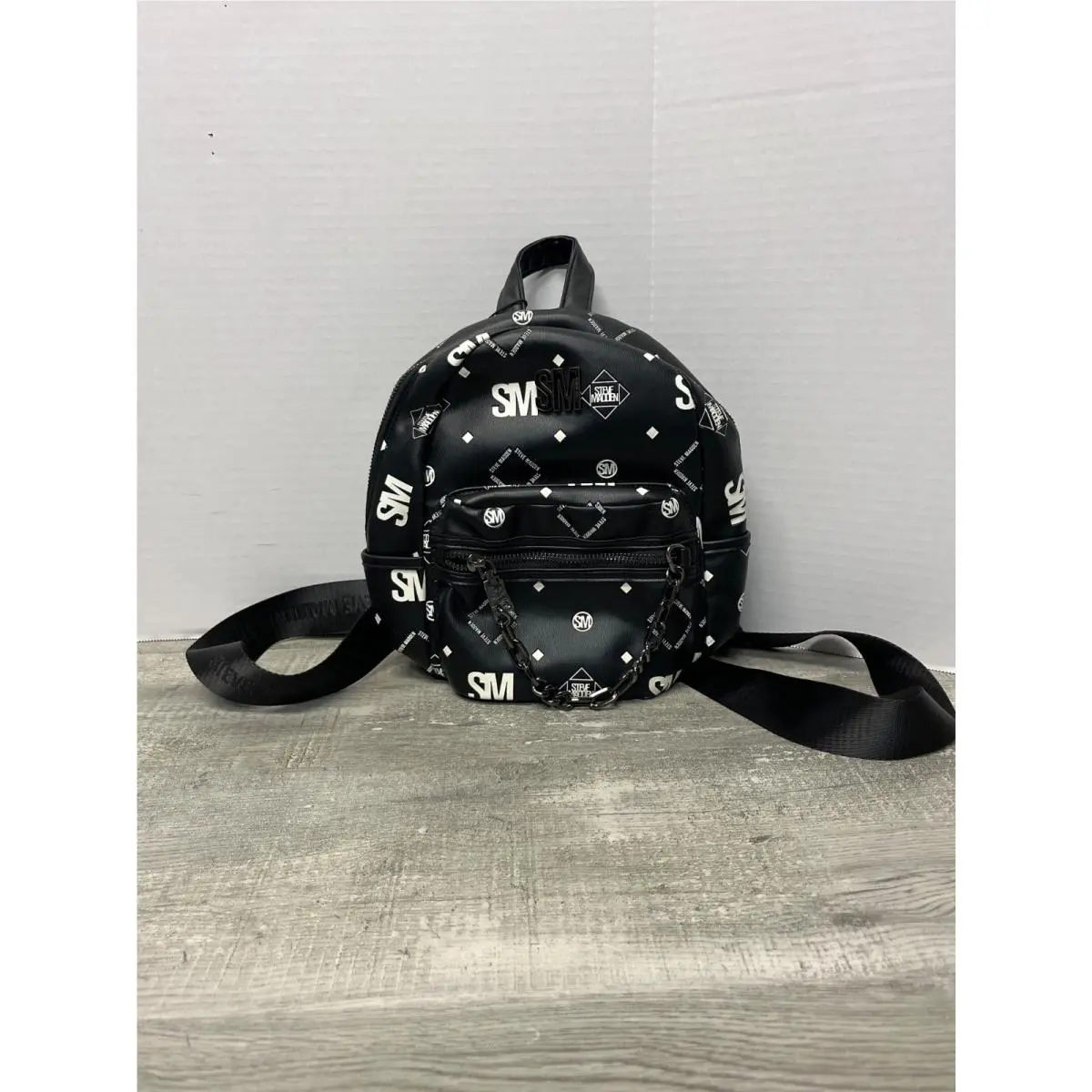 Steve Madden Black Backpack Purse Silver Hardware