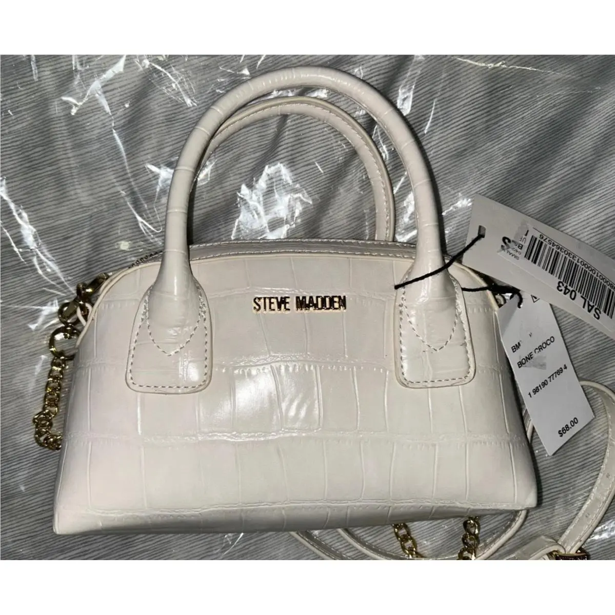 Steve Madden Women`s Melodie Crossbody Bag Bone Croc Gold