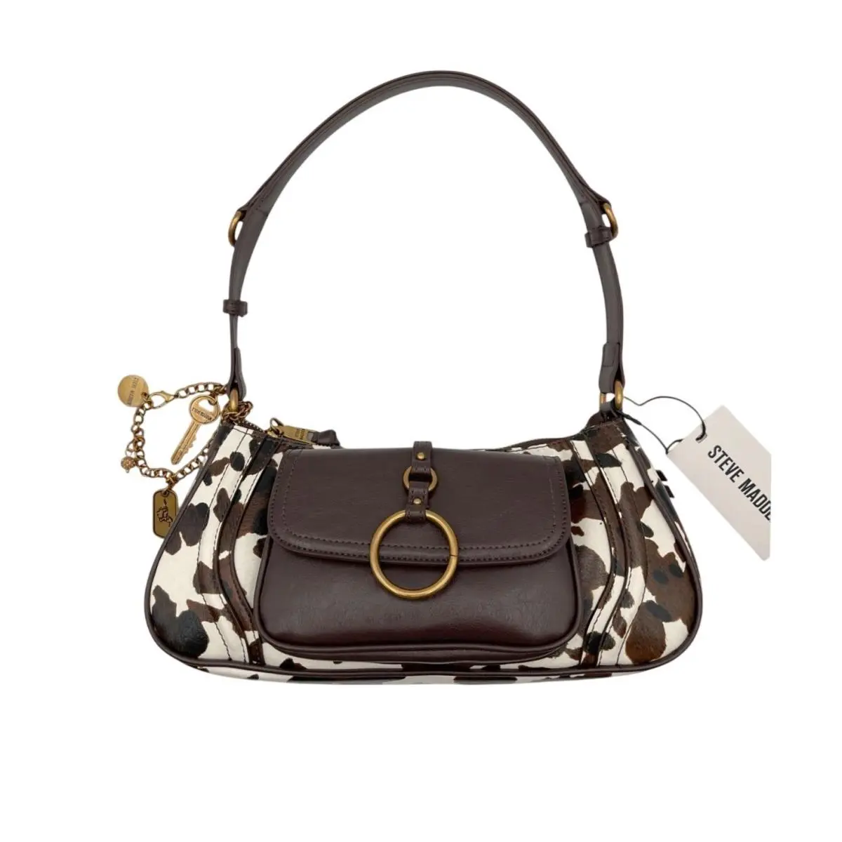 Steve Madden Cow Print Western Y2K Charms Shoulder Bag Rodeo Purse