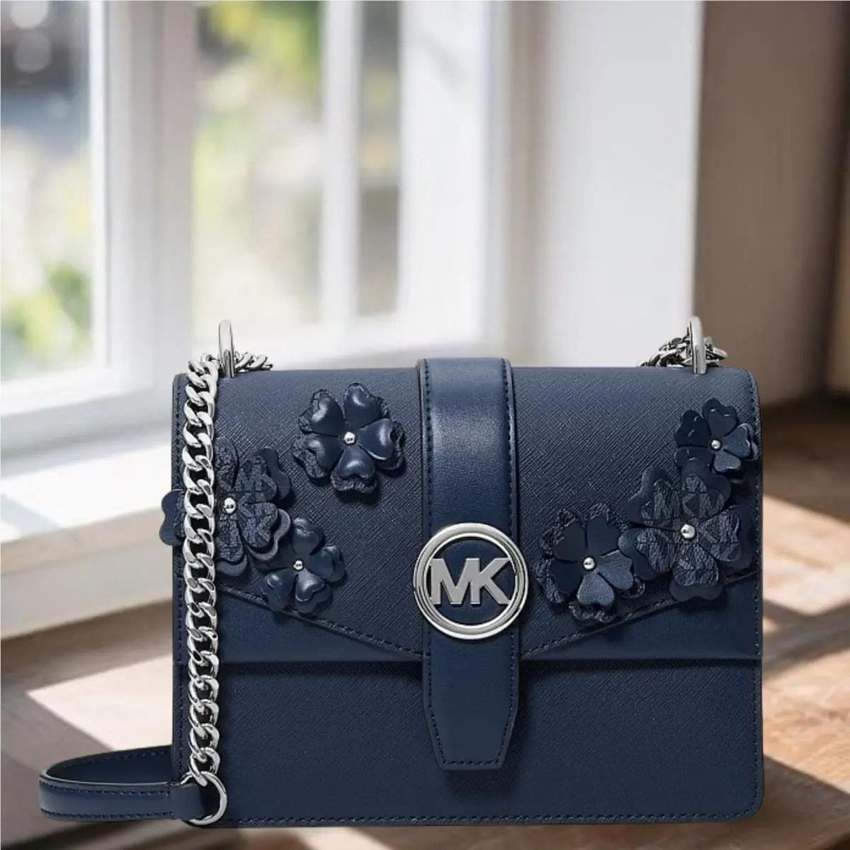 Michael Kors Greenwich Small Messenger Crossbody Bag Navy Messenger Shoulder MK