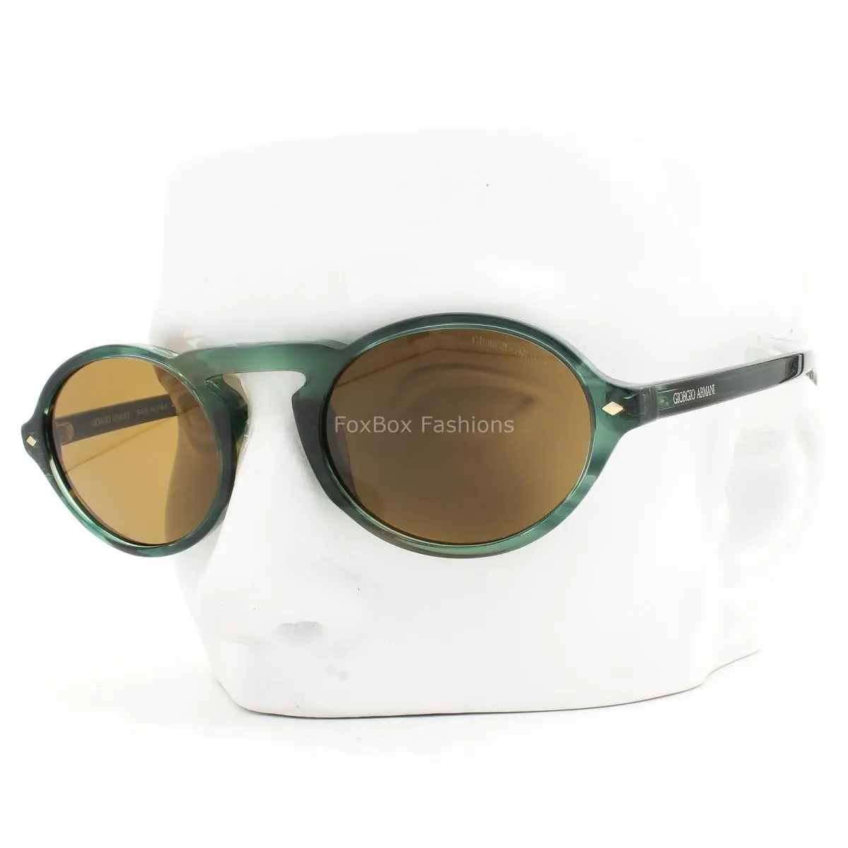 Giorgio Armani Sunglasses Striped Green Brown Glass Lens AR 8219U 6164/53 W/case