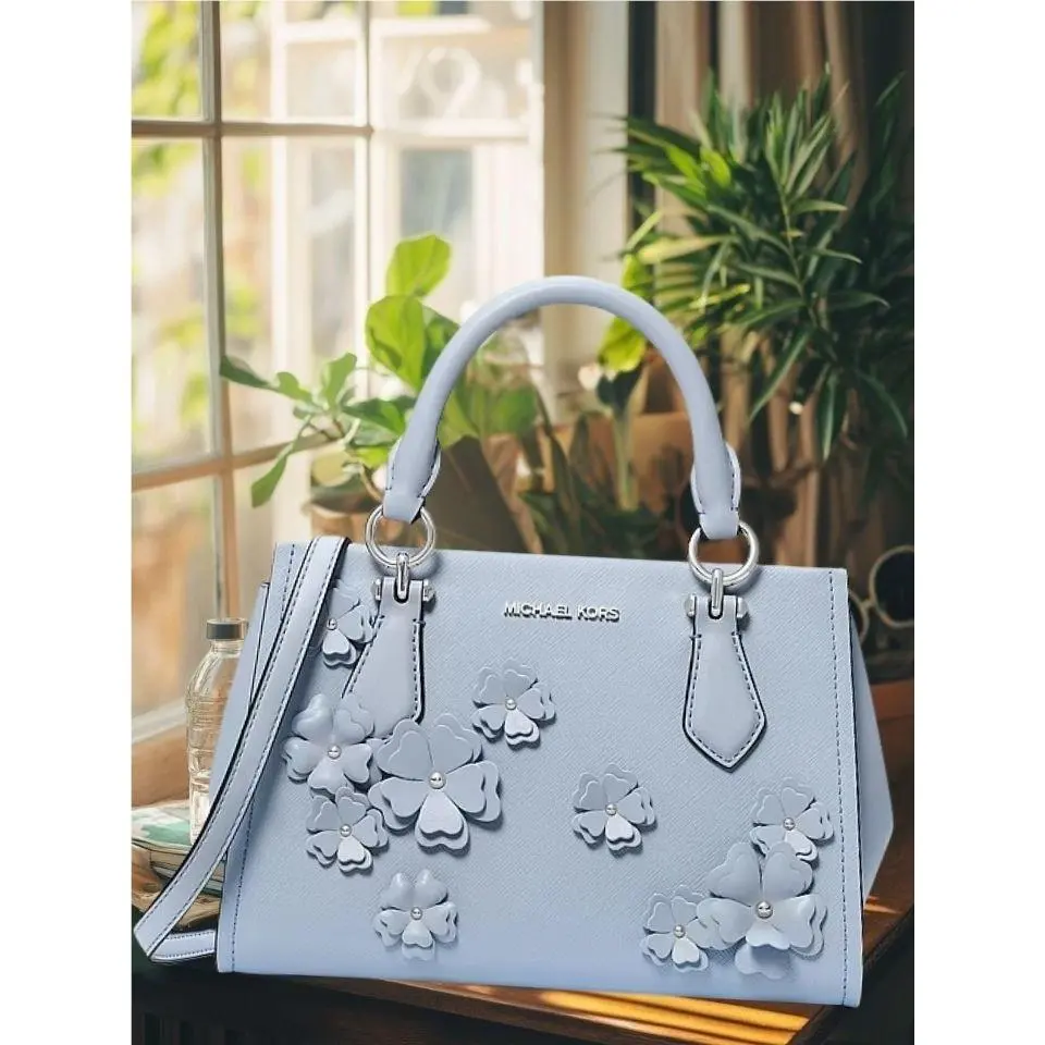 Michael Kors Marilyn Lady Small Handbag Purse Crossbody Messenger Bag Pale Ocean