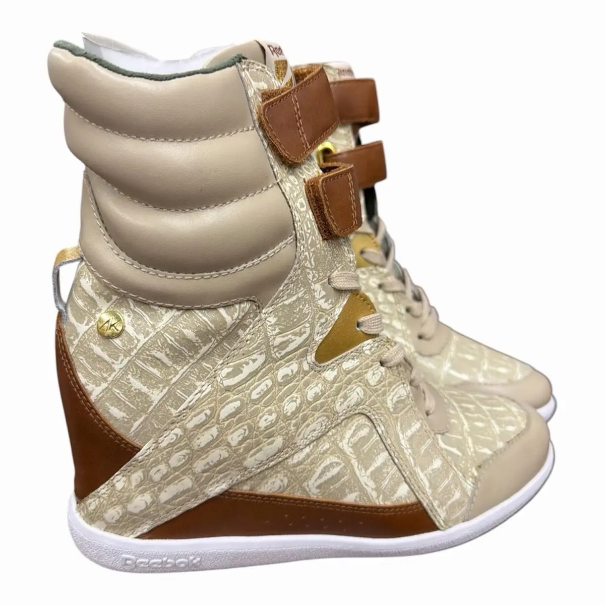 Reebok Classic X Alicia Keys Women`s Freestyle Hi Wedge Brown/brass/green 7.5