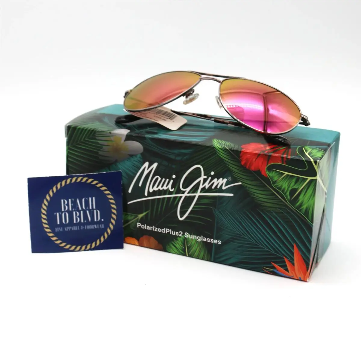 Maui Jim Glasses Baby Beach Polrzd Sunglasses Rose Gold Frame with Sunrise Lens