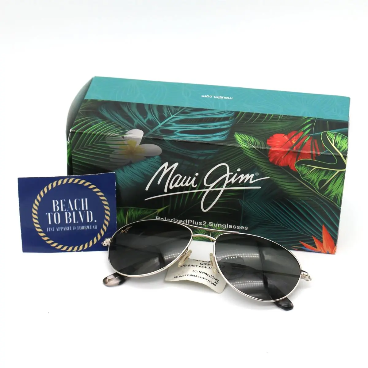 Maui Jim Sunglasses Baby Beach Silver Frame w Gray Lens