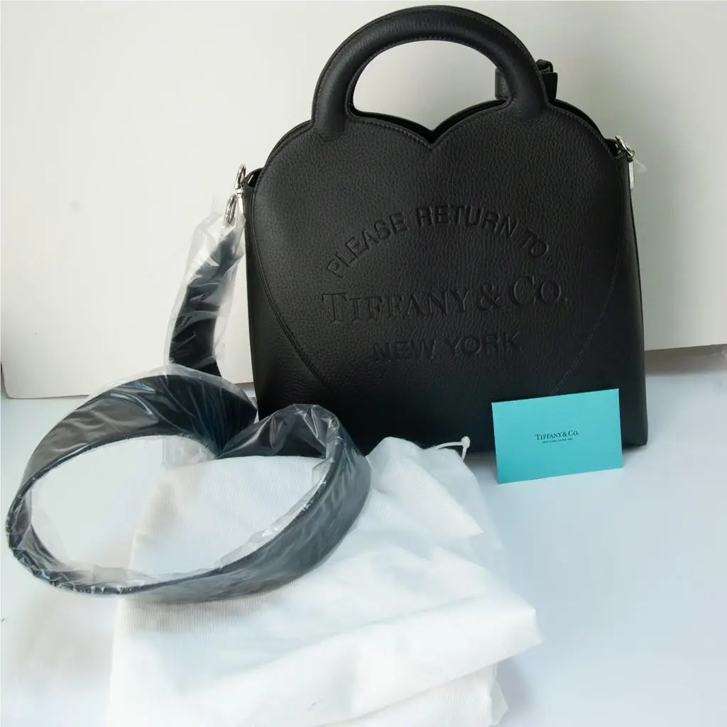 Tiffany Co. Return to Tiffany Black Leather Large Heart Bag Rare