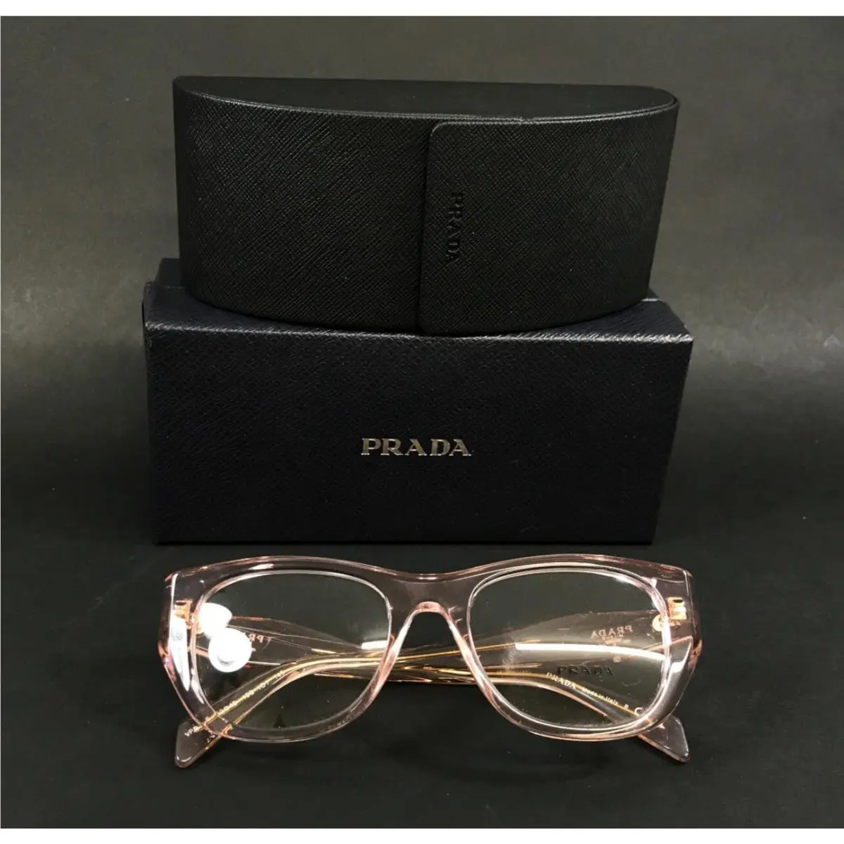 Prada Eyeglasses Frames VPRA18 19Q-1O1 Transparent Peach Cat Eye 52-19-145