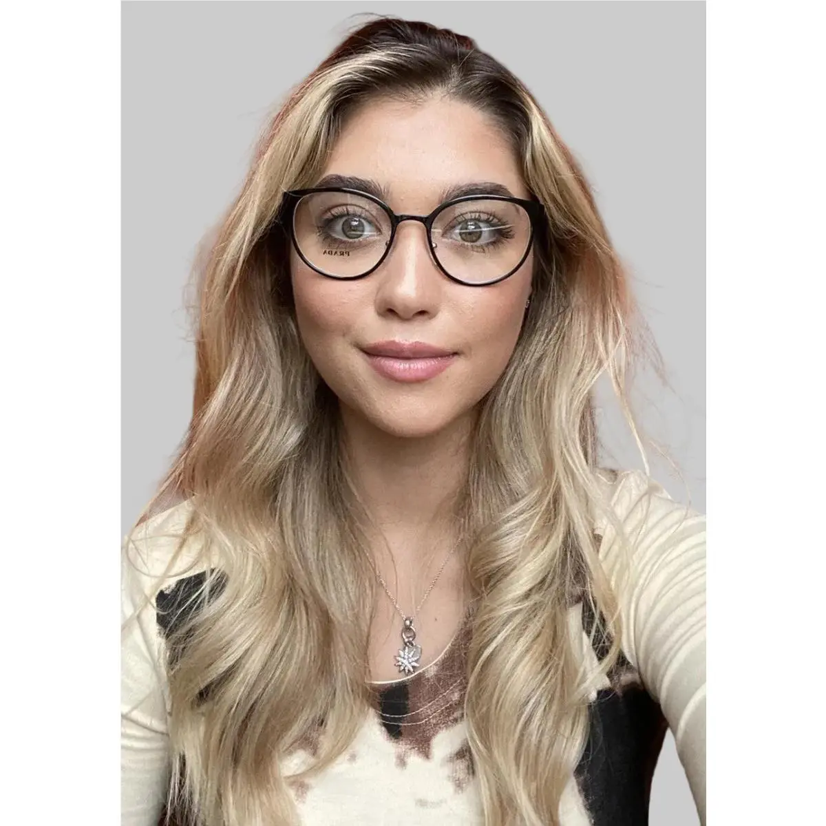 Prada Vpr 53T 1AB-1O1 Black Round 50mm Men`s Women`s Eyeglasses Frame Italy