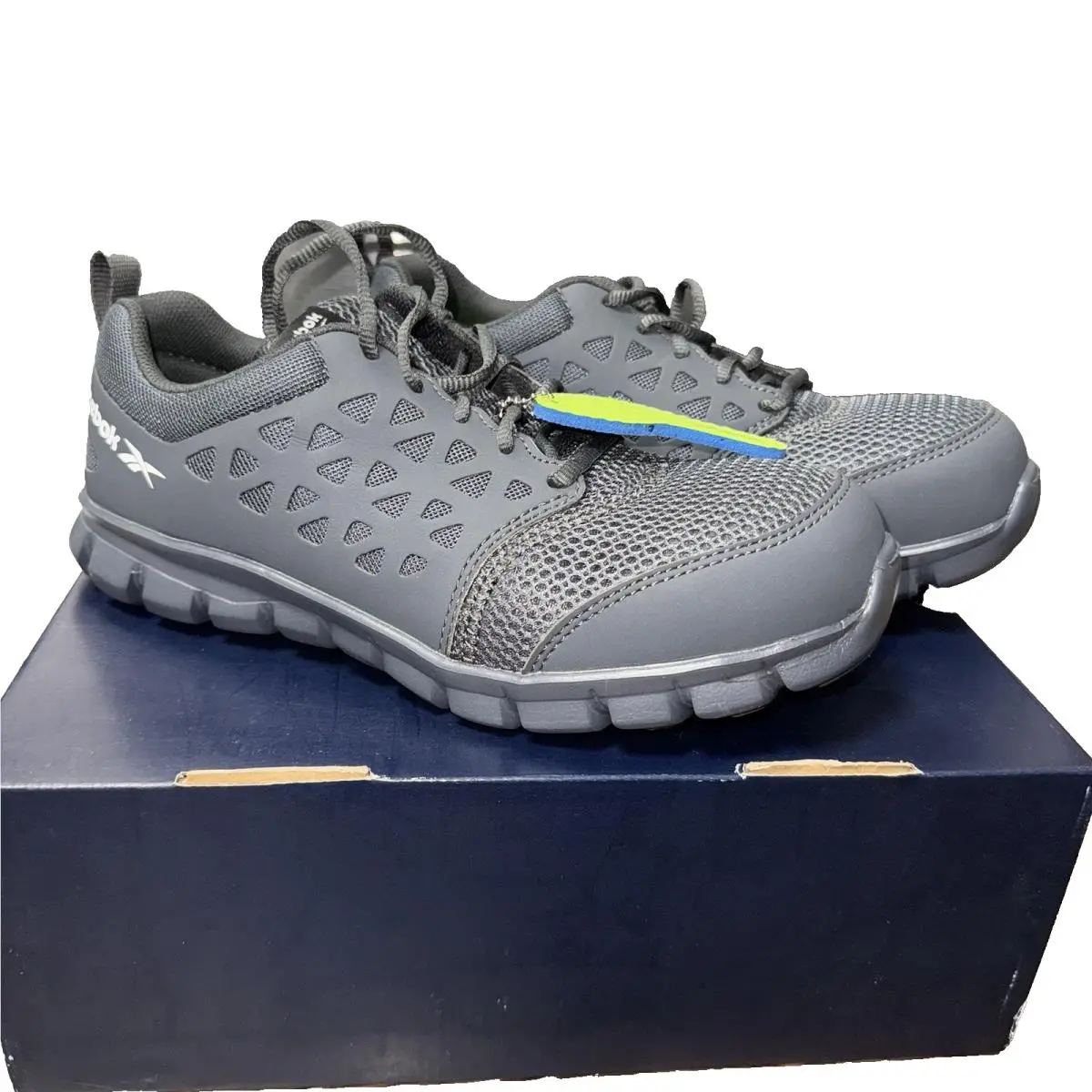 Reebok Sublite RB4038 Cushion Gray Work Shoes Men`s Size 7.5 Composite Toe