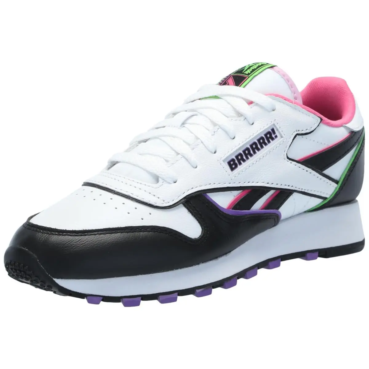 Reebok Unisex Kid`s Classic Leather Sneaker Black/white/pink Big Kid 3.5