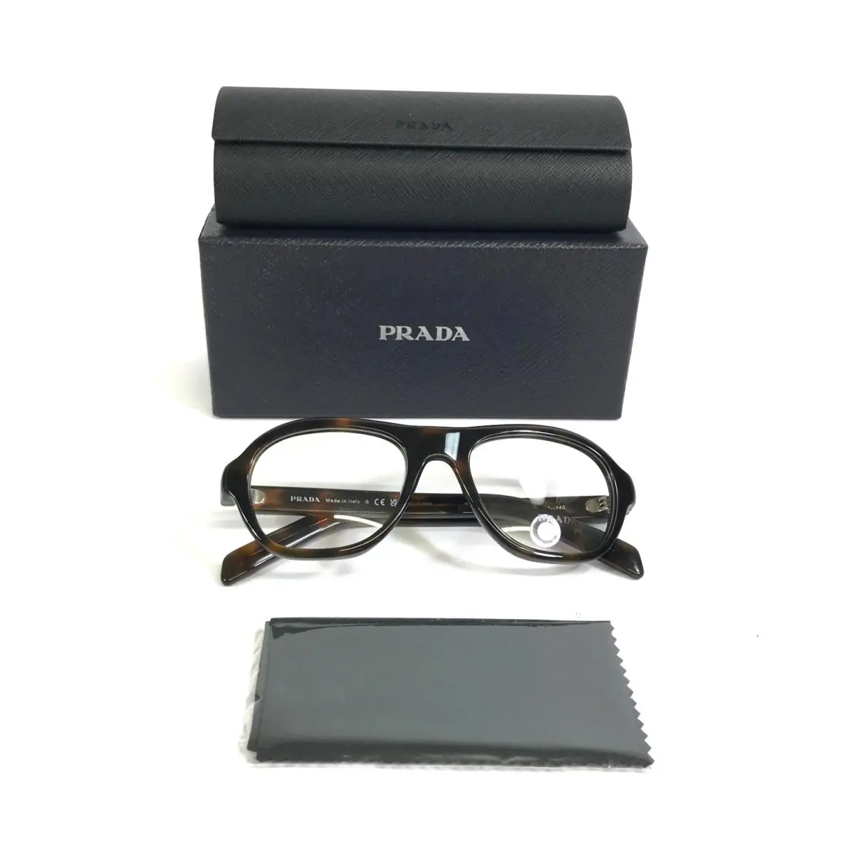 Prada Eyeglasses Frames VPRC12 20D-1O1 Shiny Tortoise Round Full Rim 52-19-140