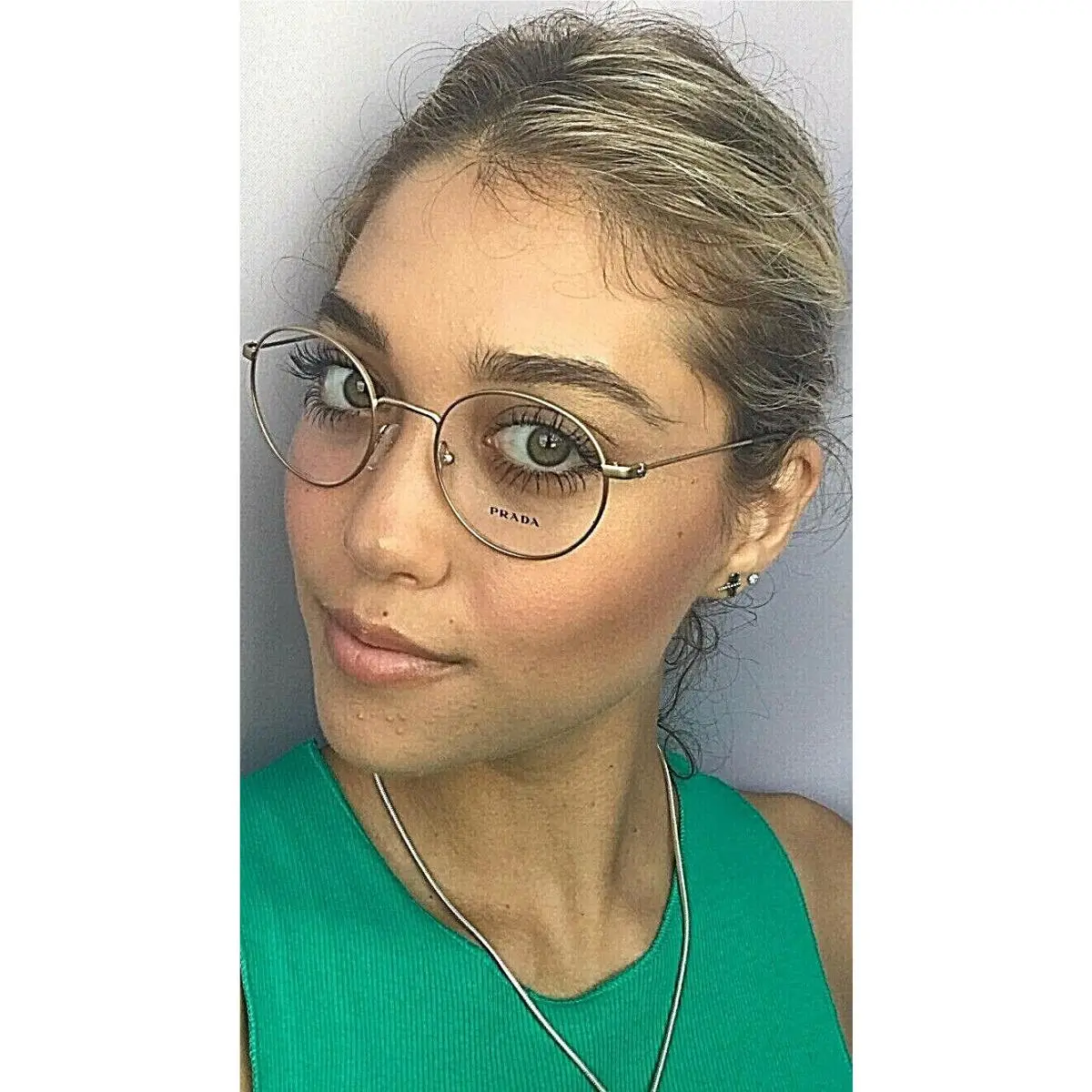 Prada Vpr 6T4 1BK-1O1 Round 48mm Gold Men’s Women’s Eyeglasses Frame E78