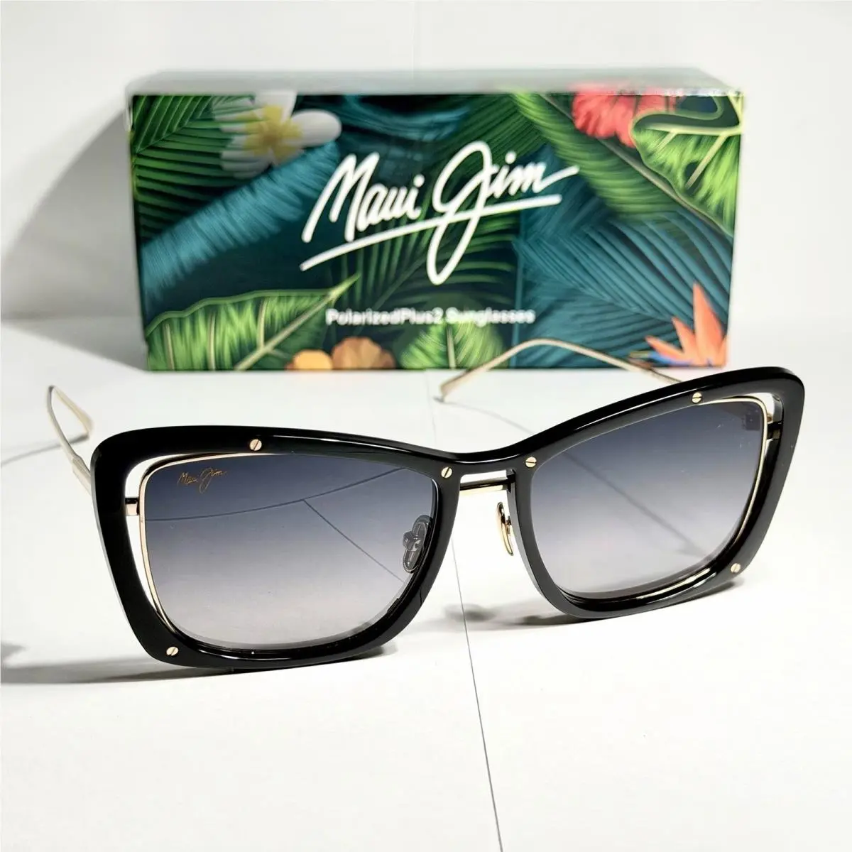 Maui Jim Polarized Sunglasses MJ808 02 Adrift Black Gold Grey Titanium