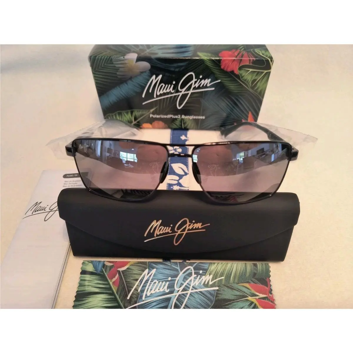 Maui Jim Piha Polarized Shiny Gunmetal Black/ Dual Mirror B621-02