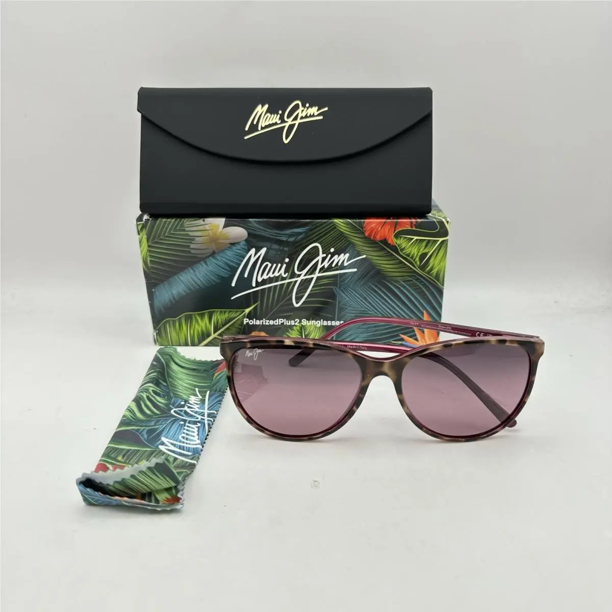 Maui Jim Womens Ocean Phantos Gradient Polarized Sunglasses Pink Havana