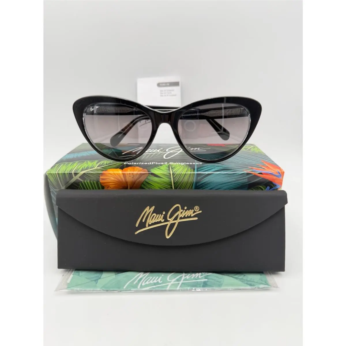 Maui Jim Polarized Sunglasses MJ 819 02A Kila Black Pearl Interior Neutral Grey