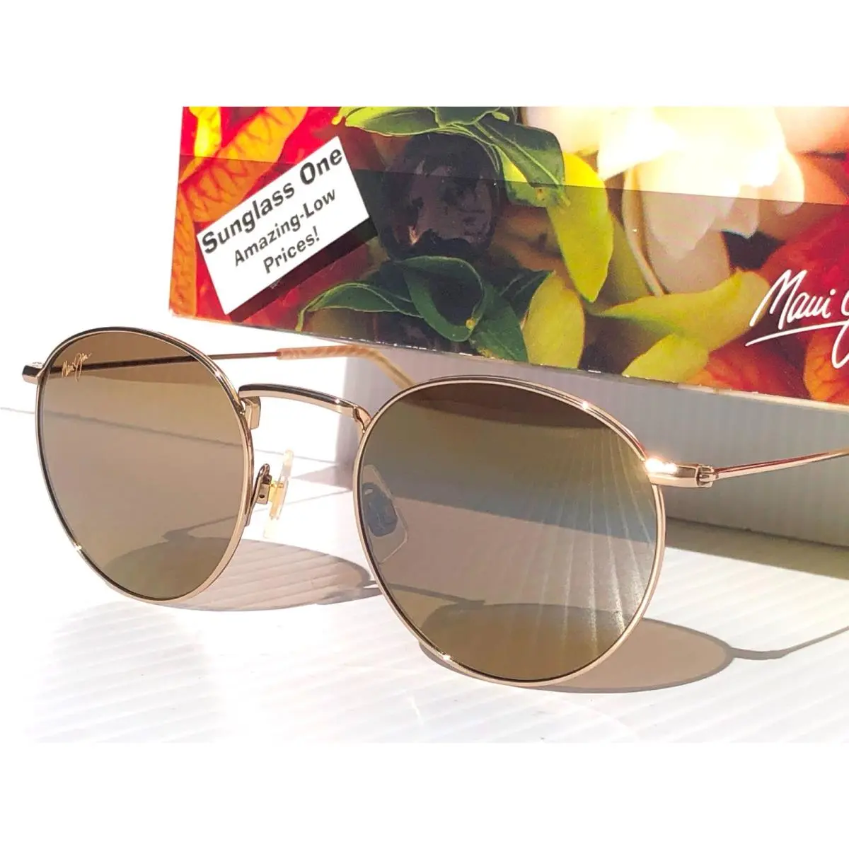 Maui Jim Pukaua Shiny Gold Yellow Polarized Hcl Bronze Lens Sunglass H667-16A