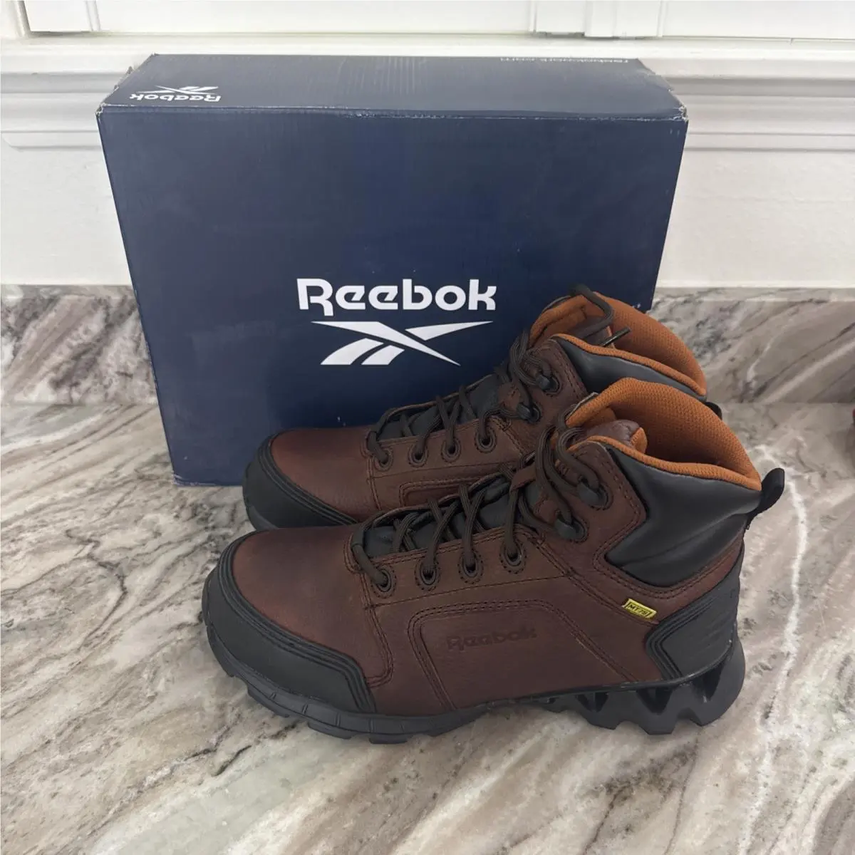 Reebok Mens Zigkick Work Safety Toe Boot Construction Dark Brown Sz 9W